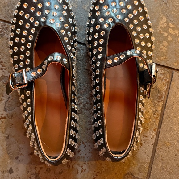 NWOT clear rhinestone Studded Black Mary Jane Flats “alaia” style - Picture 4 of 7